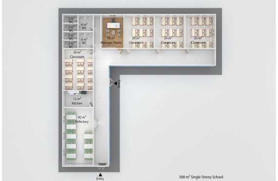 Escuela Prefabricada 308 M² | Edificios educativos modulares