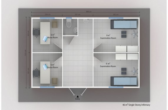 Enfermería modular 46 m²
