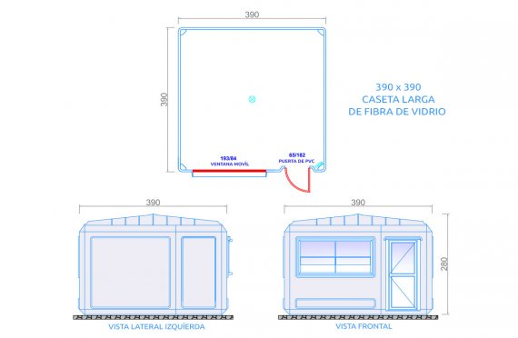 plan cabina modular 390x390 cm 