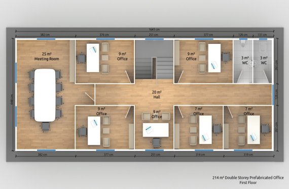 plan oficina prefabricada duplex 214 m2